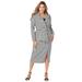 Plus Size Women's Belted Skirt Suit by Jessica London in Ivory Houndstooth (Size 18 W)