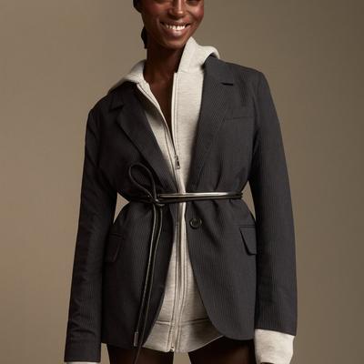 Lucky Brand Oversized Pinstripe Blazer - Women's Clothing Jackets Coats Blazers in Navy Pinstripe, Size S