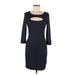 Express Casual Dress - Sheath Scoop Neck 3/4 sleeves: Black Solid Dresses - Women's Size Medium