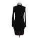 Go Couture Casual Dress - Bodycon High Neck Long sleeves: Black Print Dresses - Women's Size Small