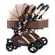 Double Stroller Foldable Twin Umbrella Baby Pram Stroller,Double Seat Tandem Stroller,Toddler Stroller for Twins Side by Side,Foldable Tandem Stroller High Landscape Pushchair (Color : Khaki)