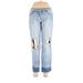 Melrose and Market Jeans - Mid/Reg Rise Straight Leg Denim: Blue Bottoms - Women's Size 28 - Sandwash