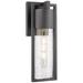 Bond 1-Light Black Metal and Seeded Glass Outdoor Wall Light