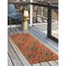 Green/Orange 30 x 0.08 in Area Rug - Dakota Fields Collett Floral Orange/Green/Ivory Indoor/Outdoor Area Rug Polyester | 30 W x 0.08 D in | Wayfair