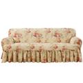 Waverly Ballad Bouquet 100% Cotton T-Cushion Sofa Slipcover Cotton | 40 H x 96 W in | Wayfair SF45578