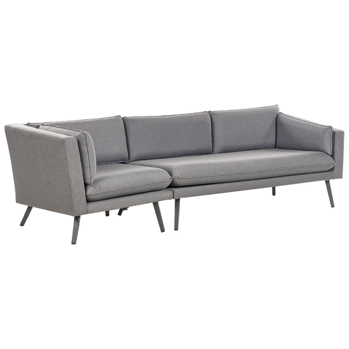 Garten-Ecksofa Grau Stoffbezug L-förmig 3-Sitzer Modulsofa Modern link seitig Garten Terrasse Wohnzimmer Möbel Wohnecke Wohnlandschaft Sitzecke Sitzmöbel