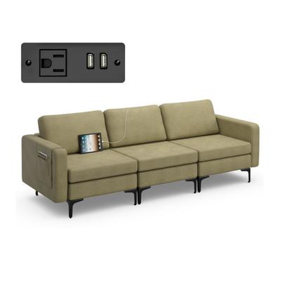 Costway Convertible Leather Sofa Couch with Magazi...