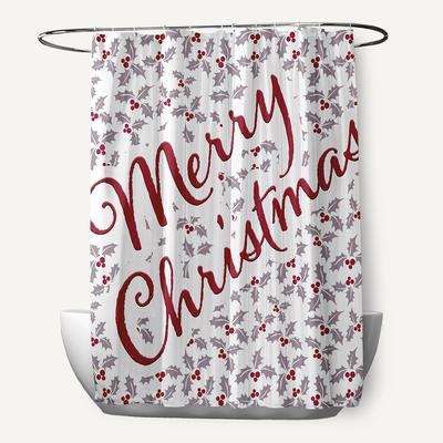 Merry Christmas with Holly Shower Curtain