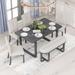 Dining Set Minimalist Chair Sets with 4 Chairs & Bench, Gray+Beige
