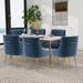 Modern Dining Chairs Set of 6, Velvet Accent Chair Tufted Back Armless Chair with Back Pull
