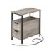 Slim Side Table Nightstand End Table with 2 Drawers and Charging Station for Small Spaces - 23.6” x 13.8” x 24”