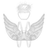 Pet costume POPETPOP Halloween Angel Wings Shape Pet Costume Pet Makeover Clothes Fancy Cosplay Costume Pet Clothes Supplies for Cat Pet (White)