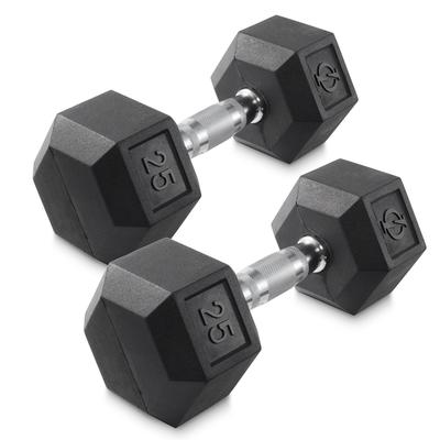 Pair of Rubber Coated Hex Dumbbell, Cast Iron Hand Weight Set