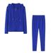 Wyongtao Womens 2 Piece Outfits Zip Up Hoodie Sweatshirt and Sweatpants Sport Tracksuit Casual Sweatsuits Blue XL