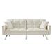 Goory 2 Pillows Furniture Sofa Beds Velvet Home W/Cushion Couch Bed Modern With Armrest Living Room Couches White