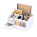 NIUBEE Office Desk Organizer and Accessaries Acrylic Desk Organizer with 8 Compartments +1 Drawer(White) Gift