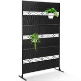 DSstyles Rattan Privacy Screen Outdoor Decorative Privacy Screen with Stand Freestanding Privacy Screen for Patio Garden Balcony 76.5 HÃ—45.9 W