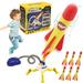 Anpro Toy Rocket Launcher Set for Kids Rocket Outdoor Toys with 6 Rockets + Launcher Soars 100 ft for Boys or Girls Age 3+ Years Old Toy Christmas Gift Yellow
