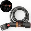 Bike Cable Lock with Combination 4 Ft 5-digit Resettable Bicycle Cable Lock with Tail Lights and Mounting Bracket for Bikes and Scooters