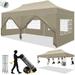 Canopy 10 x20 Pop up Canopy for Wedding Party Tent Commercial Outdoor Canopy with 3 Heights Adjustable Instant Portable Gazebo with 6 Removable Sidewalls Waterproof & UPF 50+ Roller Bag Khaki