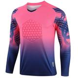 Alvivi Youth Boys Football Goalkeeper Shirts Padded Long Sleeve Goalie Soccer Jersey Sportswear Hot Pink 14-15