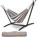 JIARUI Hammock with Stand 9 Ft Rope Double Hammock and Hammock Stand 2 Person Sleeping Portable Swing Set with Carry Bag for Indoor Outdoor Backyard Travel Lawn Pool Camp Patio