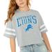 Women's Gameday Couture Gray Detroit Lions Gridiron Glam Cropped T-Shirt