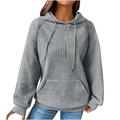 Oalirro Fashion Cute Hoodies For Women Fall and Winter Oversized Sweatshirt For Women Crew Neck Long Sleeve Long Sleeve Blouses For Women with Pocket Womens Oversized Sweaters Gray