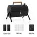 Portable Tabletop Charcoal BBQ Grill Double Baffle Cast Iron Outdoor Grill Black