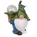 TERGAYEE Garden Gnome Statue Resin Gnome Figurine Carrying Magic Orb back with Solar LED Lights Outdoor Statues Winter Decorations for Patio Yard Lawn Porch
