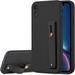 Case for iPhone XR 6.1 inch Slim Liquid Silicone Phone Case with Kickstand Fashion Hand Strap Soft Touch Silicone Rubber Full Body Protection Shockproof Bumper Cover - Black