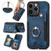 Wallet Case for iPhone 11 Pro 360 Ring Holder Stand with Card Holder Premium Retro Leather Shockproof RFID Blocking Magnetic Clasp Hand Strap for Women Men For iPhone 11 Pro Blue