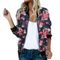 Women Jean Jackets Womens Jean Jacket with Hood Womens Casual Daily Jackets Lightweight Zip Up Casual Jacket Flower Print Coat Stand Collar Short Sports Outerwear Zipper Tops Cropped Blazer Vest