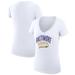 Women's G-III 4Her by Carl Banks White Baltimore Ravens Filigree Logo Lightweight V-Neck Fitted T-Shirt