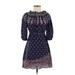 Saloni Casual Dress - A-Line High Neck 3/4 sleeves: Blue Dresses - Women's Size 4