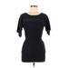 Ann Taylor LOFT Casual Dress - Bodycon Scoop Neck Short sleeves: Black Print Dresses - Women's Size Medium