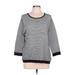 Croft & Barrow Sweatshirt: Black Color Block Tops - Women's Size Large