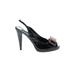 Nina Heels: Pumps Stilleto Cocktail Black Solid Shoes - Women's Size 10 - Peep Toe