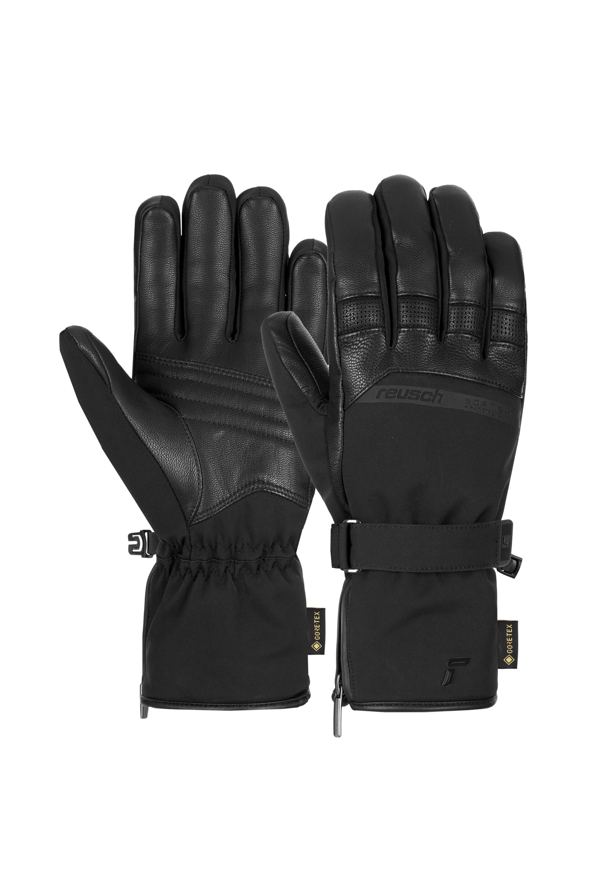 Skihandschuhe REUSCH "Ethan GORE-TEX", Damen, Gr. 8,5, schwarz, 65% Polyester, 25% Ziegenleder, 5% Wolle, 5% Elasthan, mehrfarbig, Handschuhe, mit wasserdichter Membran Image