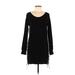 Pam & Gela Casual Dress - Mini Scoop Neck Long sleeves: Black Print Dresses - Women's Size Medium