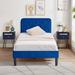 George Oliver Jatoria Steel Platform 3 Piece Bedroom Set Upholstered/Metal in Blue | 47.63 H x 38.98 W x 76.57 D in | Wayfair