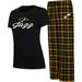 Women's College Concepts Black/Gold Utah Jazz Arctic T-Shirt & Flannel Pants Sleep Set