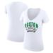 Women's G-III 4Her by Carl Banks White Boston Celtics Filigree Logo V-Neck Fitted T-Shirt
