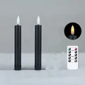 Lot de 2 Bougies LED Noires Sans Flamme 6.5 Pouces/16.5 cm Coniques Courtes pour Halloween à