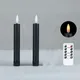 Lot de 2 Bougies LED Noires Sans Flamme 6.5 Pouces/16.5 cm Coniques Courtes pour Halloween à