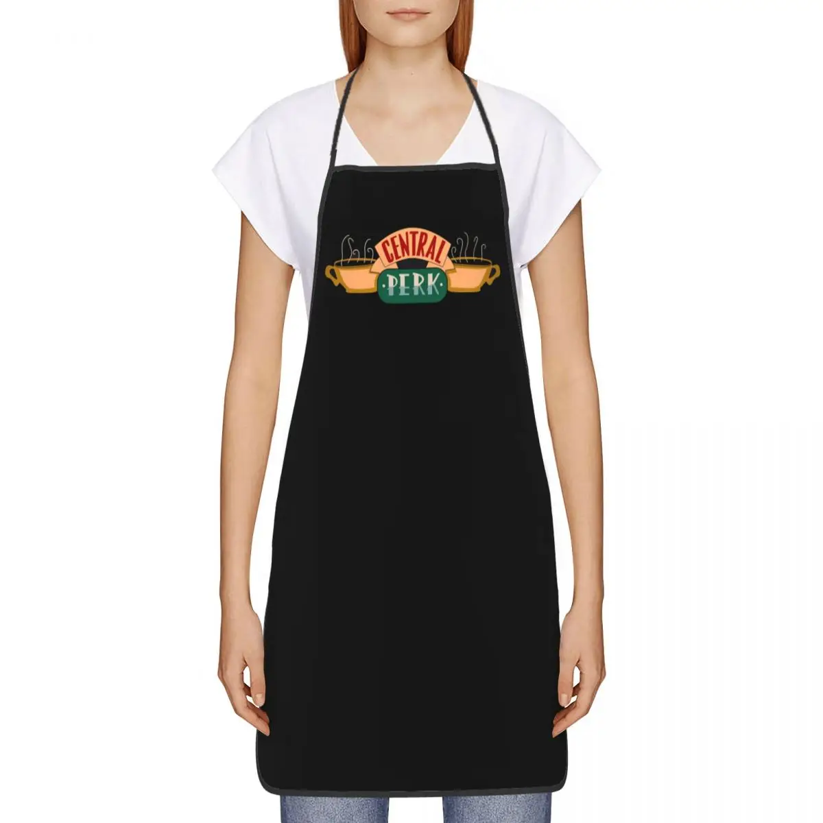 Tablier à bavette unisexe avec Logo Central Perk, pour adultes, femmes et hommes, Tablier de Chef, Cuisine pour la Cuisine, l'émission télévisée, la pâtisserie