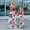 Robe longue d'été à fleurs pour mère et fille vêtement de plage en coton pour parent-enfant style