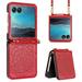 Bemz Clutch PU Leather (With Shoulder Strap) Embedded Lotus Flower Cover Case for Motorola RAZR+ Plus 2023 - Red