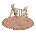 KiddyMoon Wooden Play Gym with Soft Foam Play Mat for Kids and Infants with Hanging Toys Activity Set Montessori Play Toy for Toddler Exercise Baby Gym, Natural with Desert Pink Play Mat