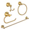 FROPO 4 Pcs Gold Bathroom Hardware Set - Brushed Brass Gold Bathroom Accessories Kit, Stainless Steel Wall Mounted 23.6 Inch Towel Bar | Towel Hook | Toilet Paper Holder | Hand Towel Holder